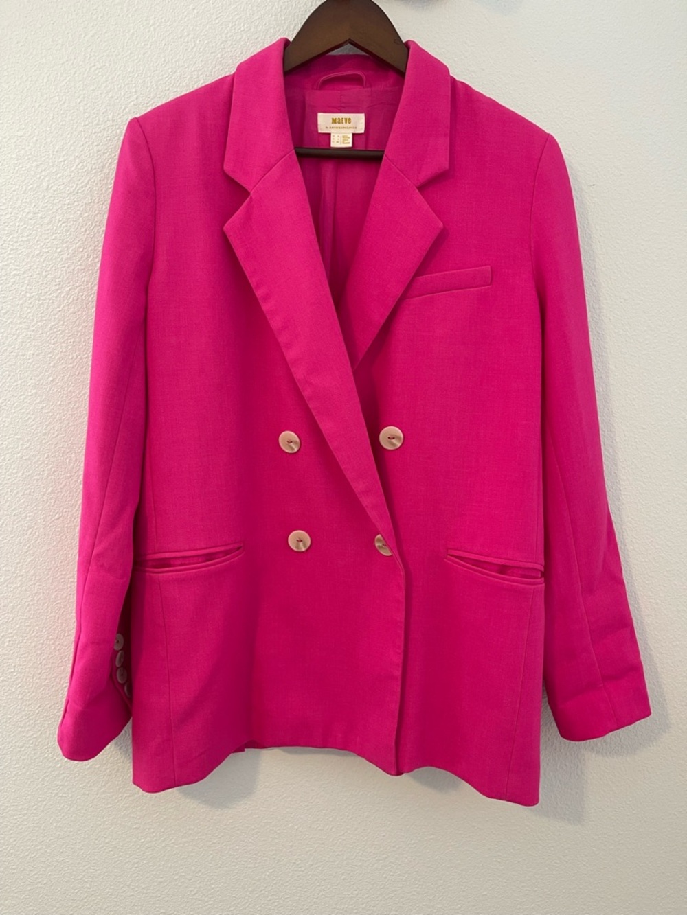 Anthropologie Hot Pink Double-Breasted Blazer - Picture 3 of 8